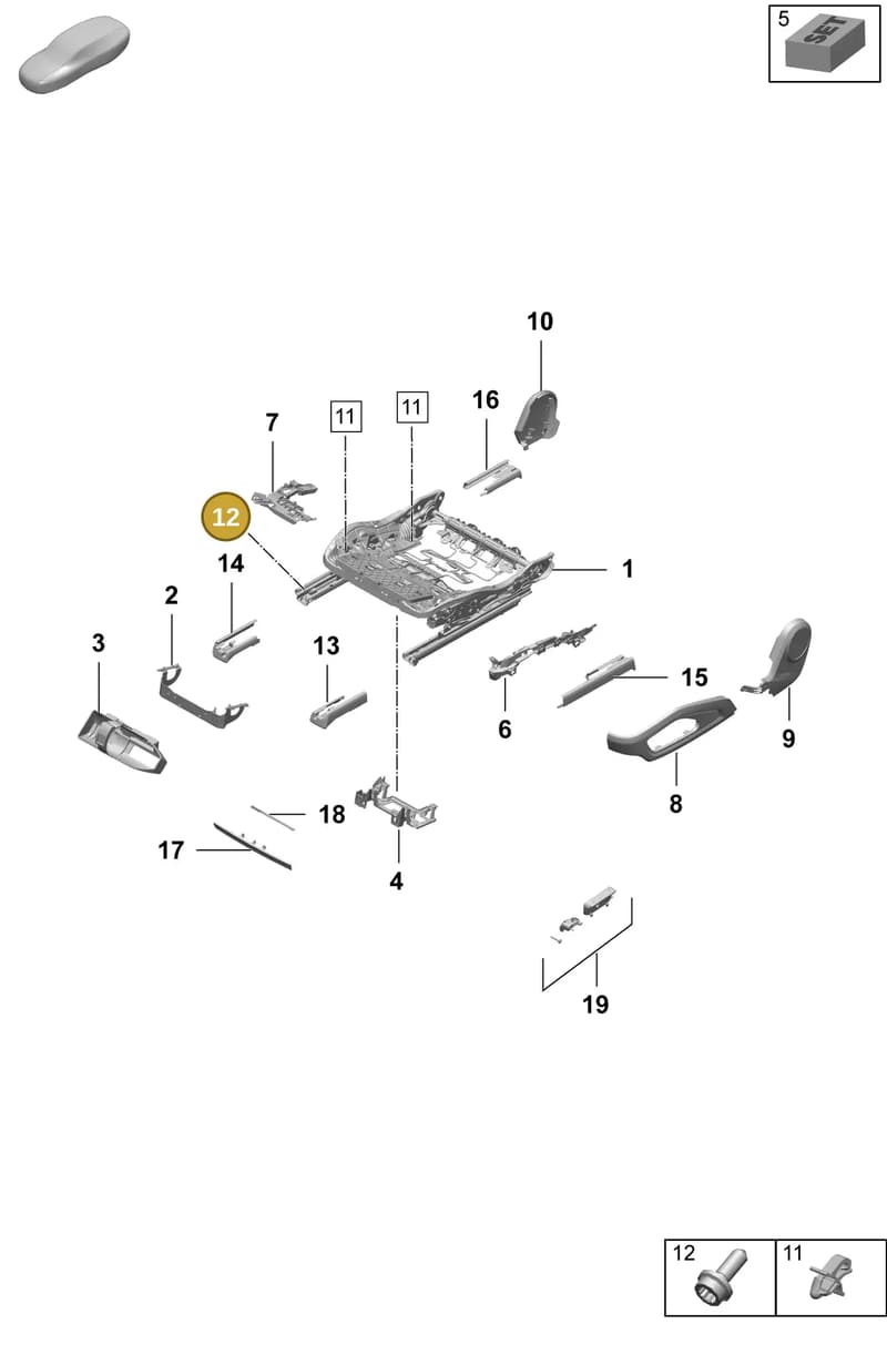 PAF011175 — Porsche Taycan Sport Turismo (2023-2025) diagram p64817120, position 12