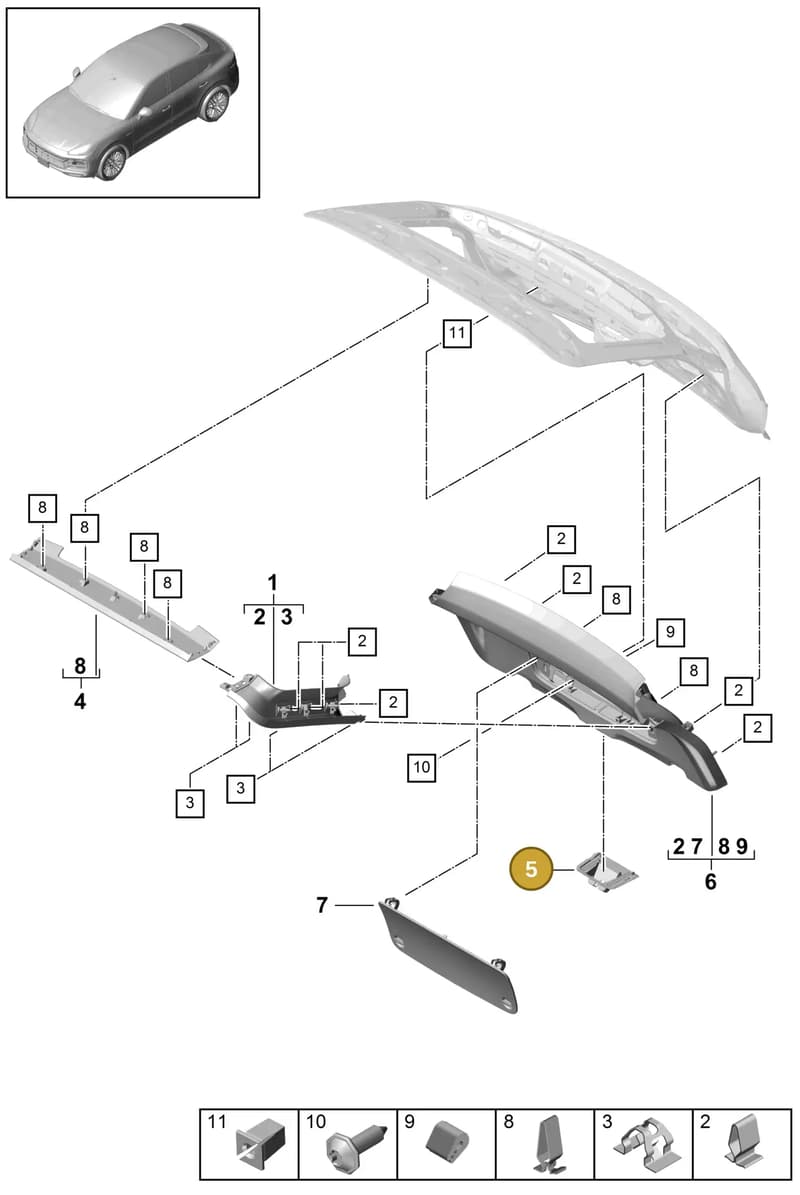 PAF011523 — Porsche Cayenne (2017-2023) diagram p51807040, position 5