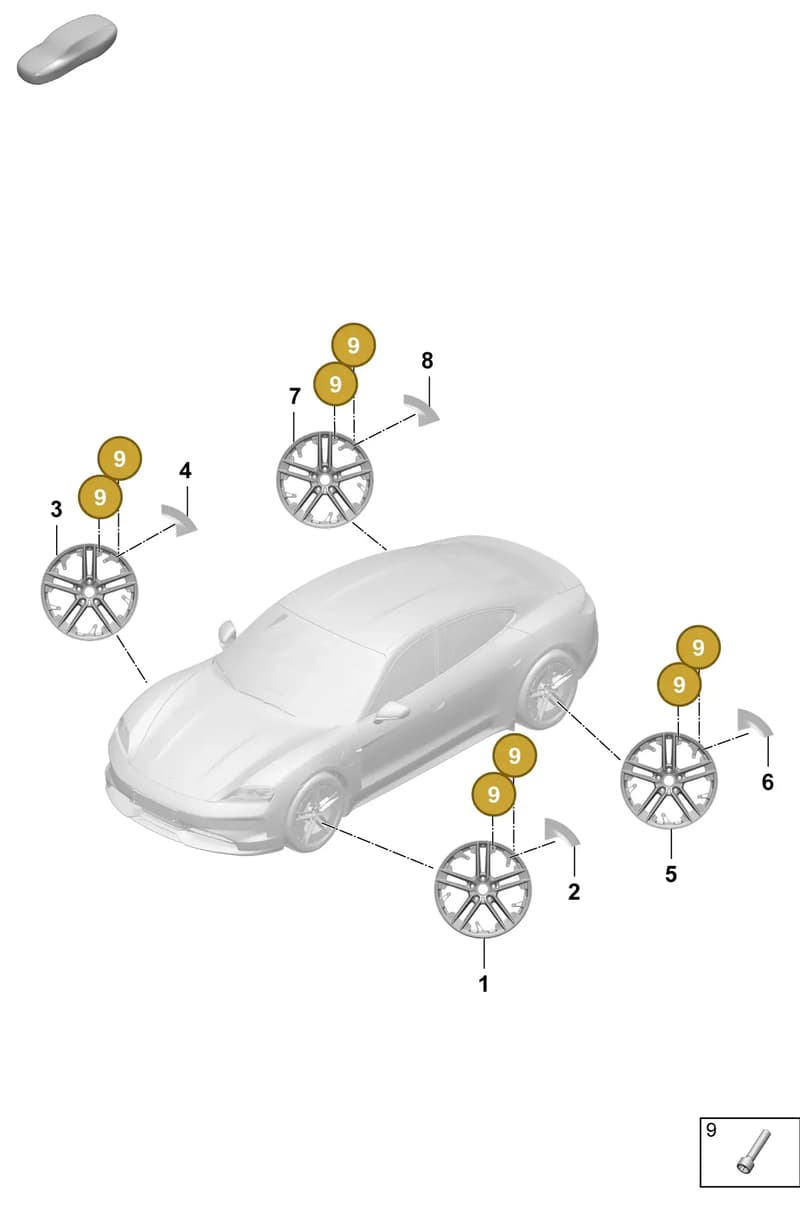 PAF011546 — Porsche Taycan Sport Turismo (2023-2025) diagram p64601150, position 9