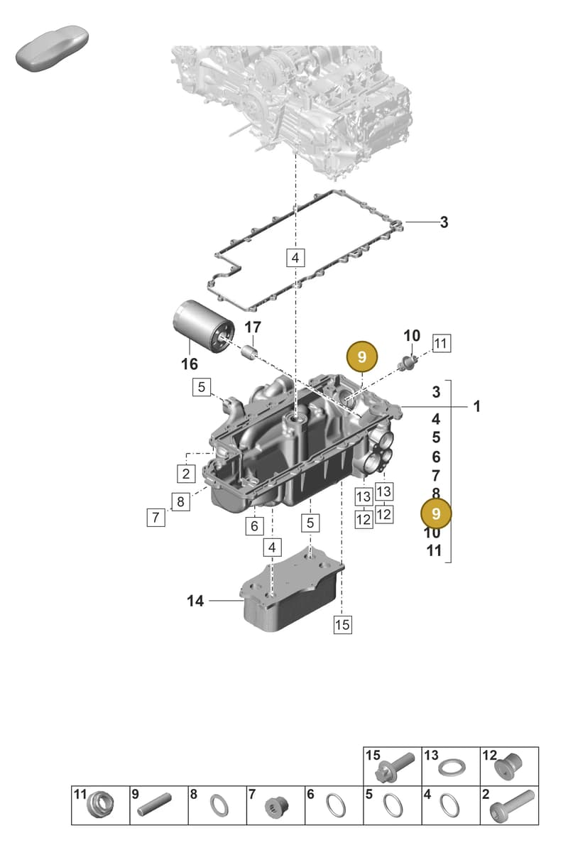 PAF013365 — Porsche 911 (2021-2022) diagram p59104100, position 9
