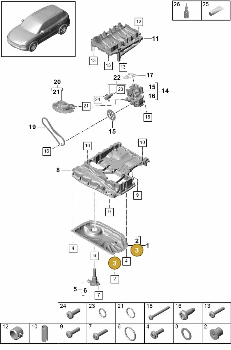 PAF013849 — Porsche Cayenne (2017-2023) diagram p51104030, position 3