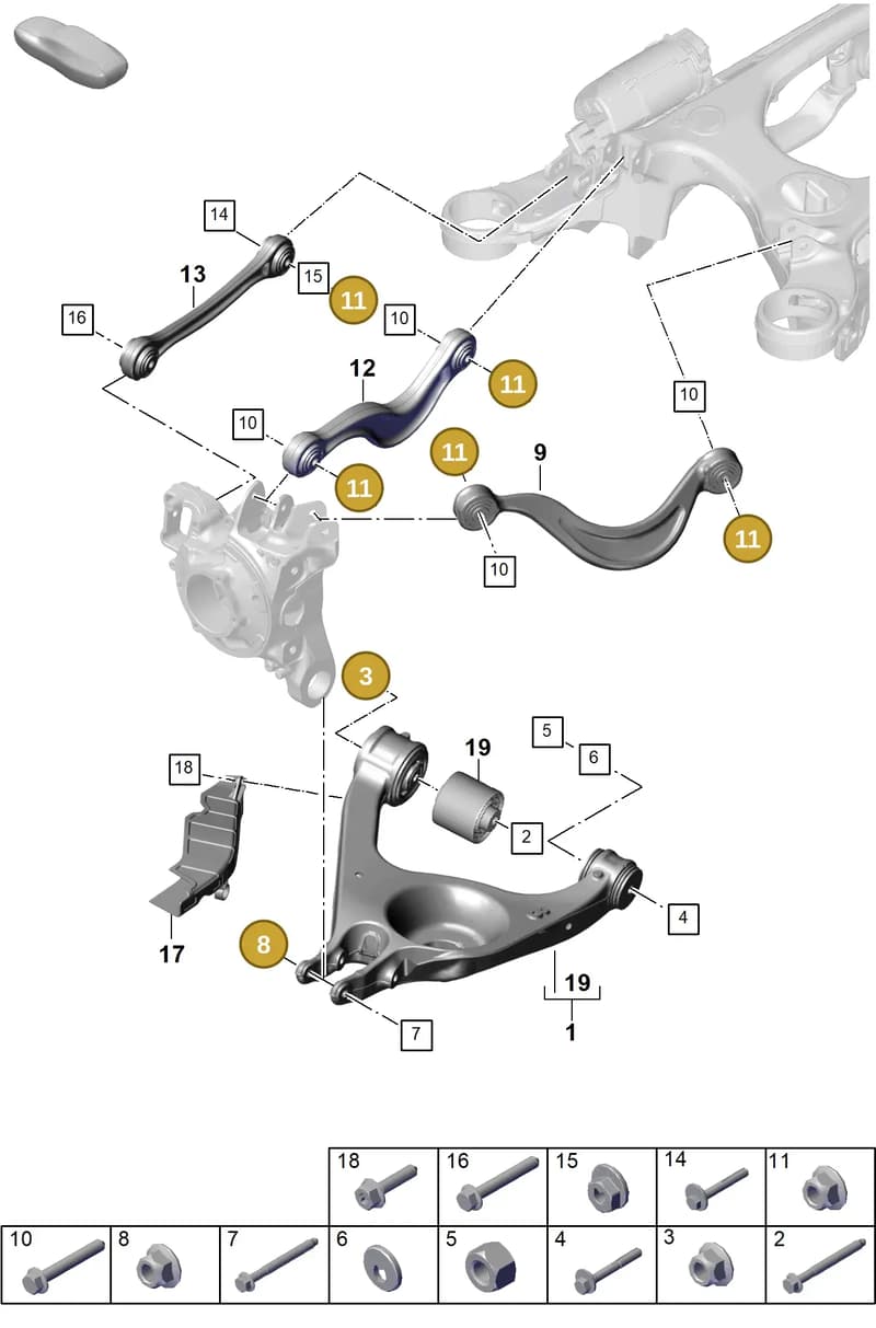PAF104029 — Porsche Panamera (2023-2025) diagram p62501050, position 3+8+11
