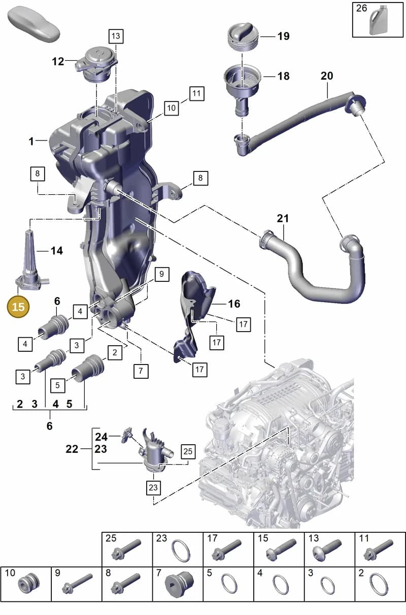 PAF104541 — Porsche Boxster Spyder (2019-2020) diagram p55104200, position 15