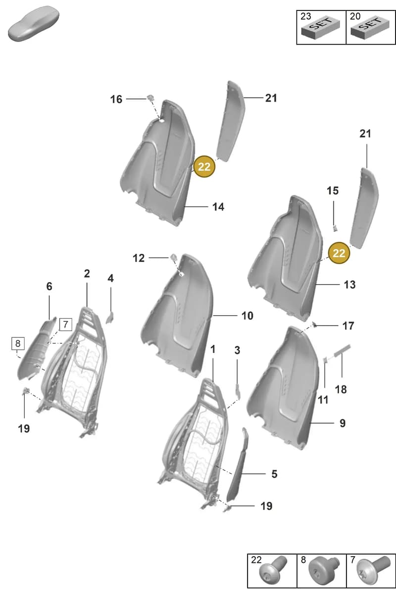 PAF104718 — Porsche 911 (2021-2022) diagram p53817000, position 22