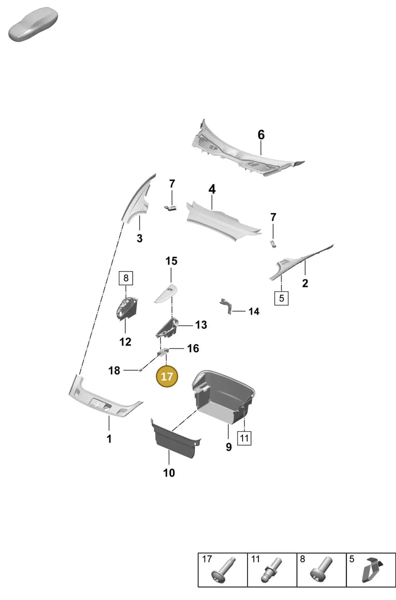 PAF105072 — Porsche Taycan Sport Turismo (2023-2025) diagram p64807000, position 17