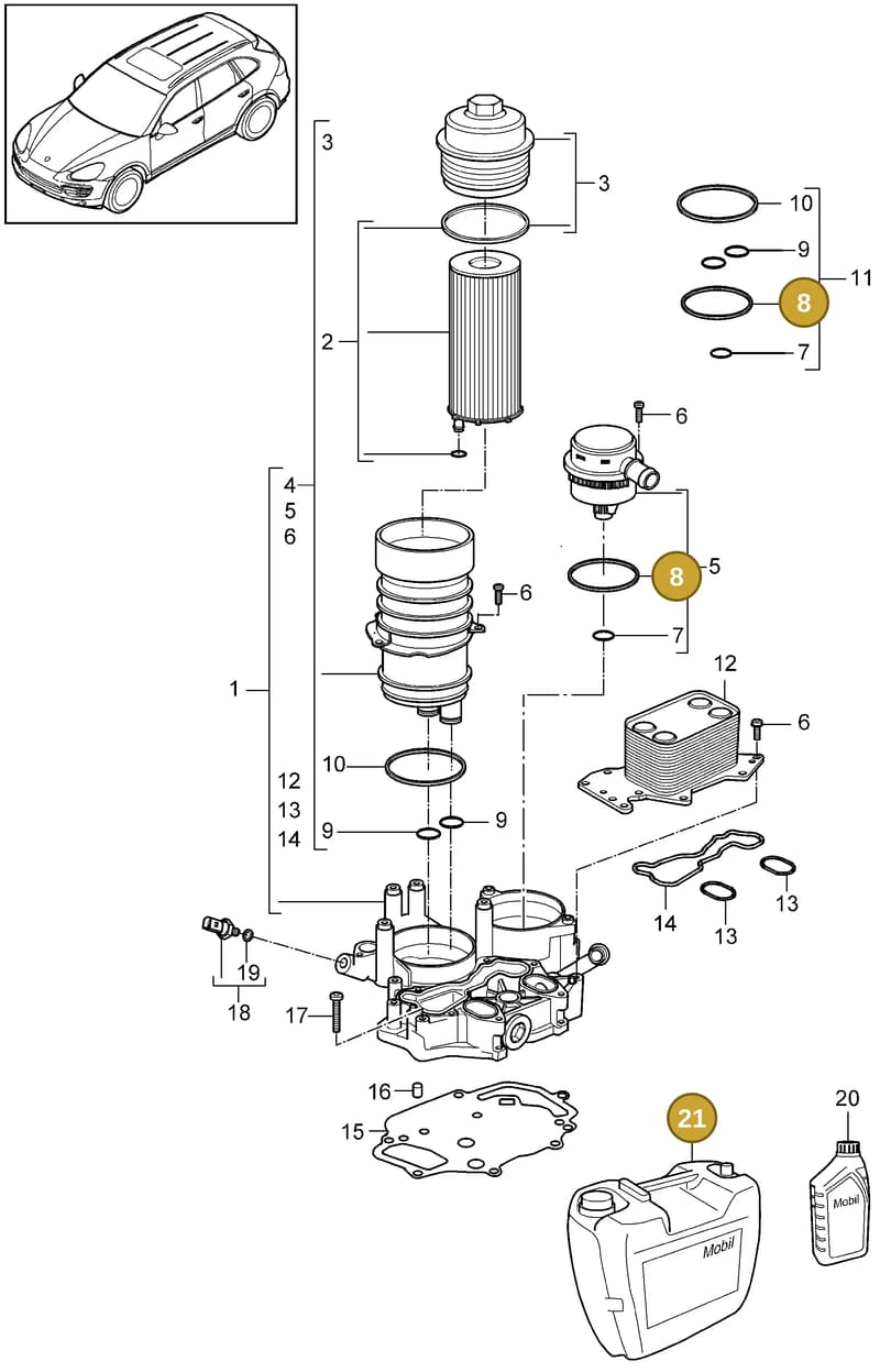 PAF105540 — Porsche Cayenne (2010-2018) diagram p37104070, position 21+8