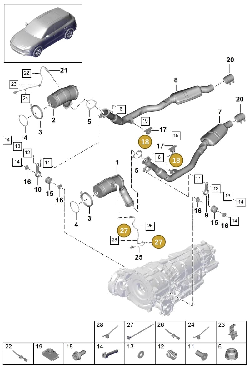 PAF106231 — Porsche Cayenne (2017-2023) diagram p51202080, position 18+27