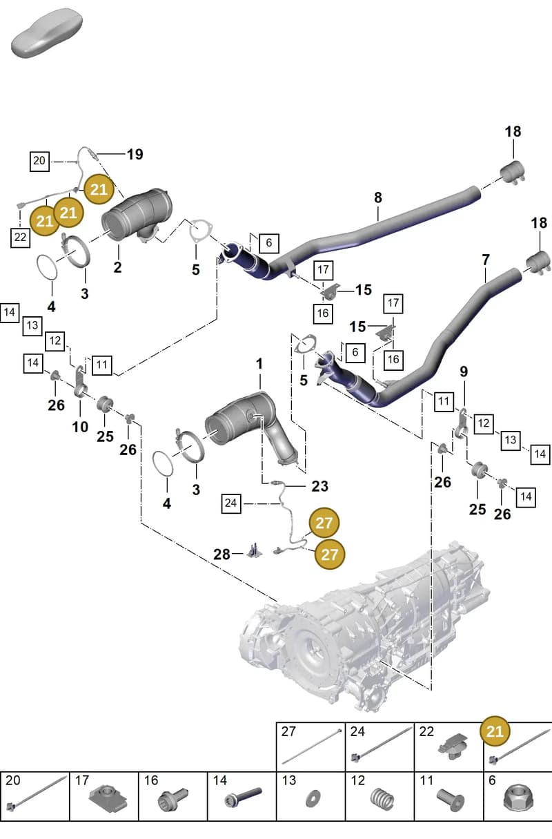 PAF106231 — Porsche Cayenne Coupe (2023-2023) diagram p60202250, position 21+27