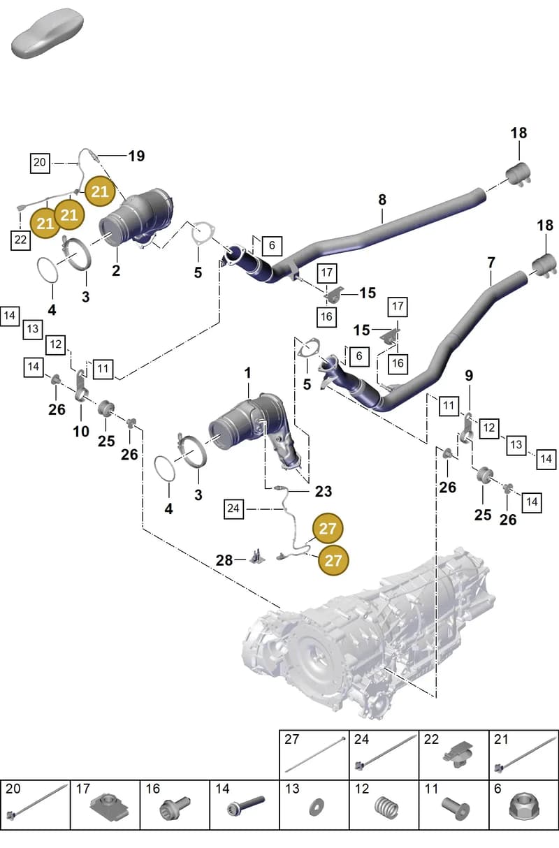 PAF106231 — Porsche Cayenne Coupe (2023-2023) diagram p60202260, position 21+27