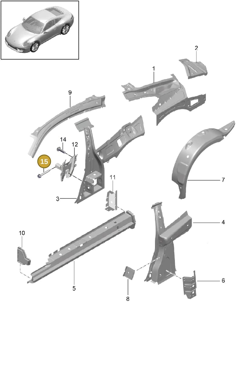 PAF106802 — Porsche 991 Carrera 4 (2011-2016) diagram p38801050, position 15