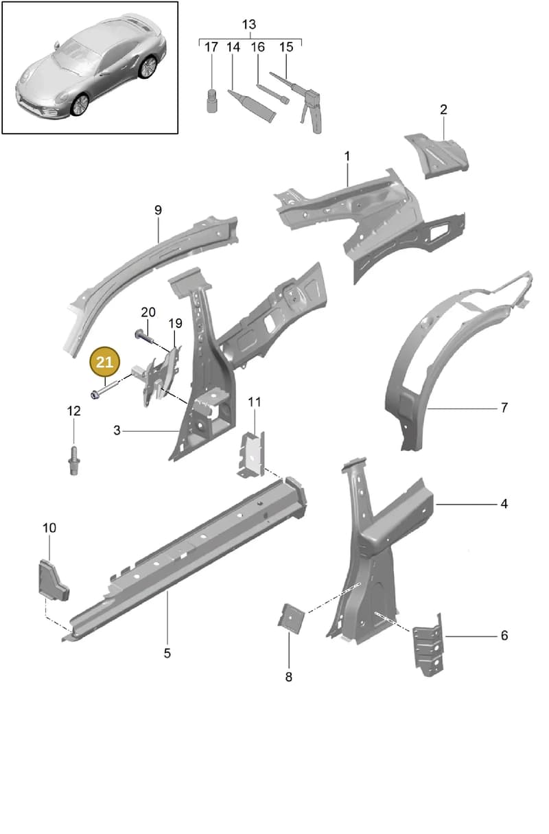 PAF106802 — Porsche GT2 RS Clubsport (2013-2020) diagram p42801050, position 21