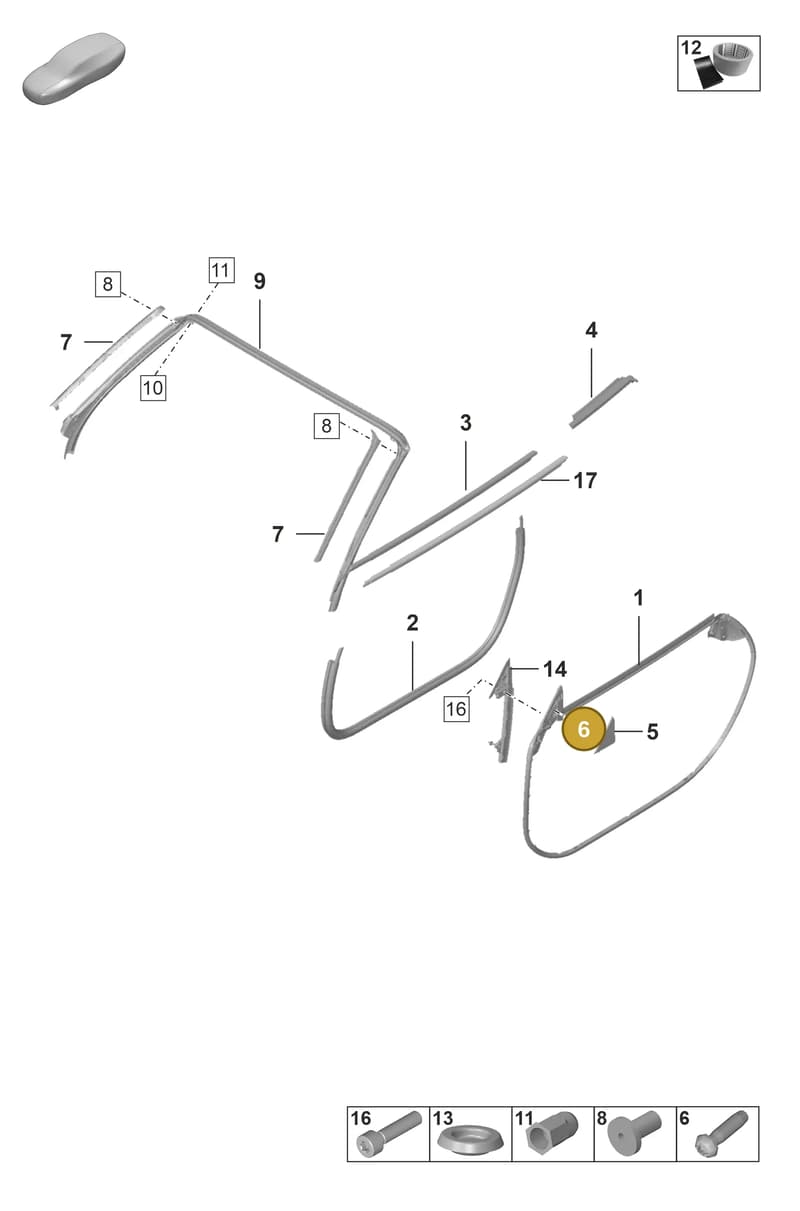 PAF107012 — Porsche 911 (2024-2025) diagram p53804150, position 6