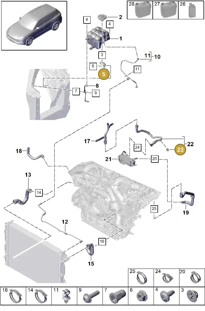 PAF10793901 — Porsche Cayenne (2017-2023) diagram p51105070, position 5+23