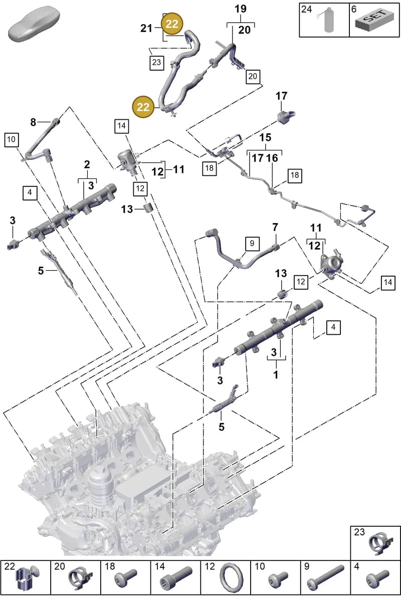 PAF10843101 — Porsche Cayenne Coupe (2023-2023) diagram p60107030, position 22