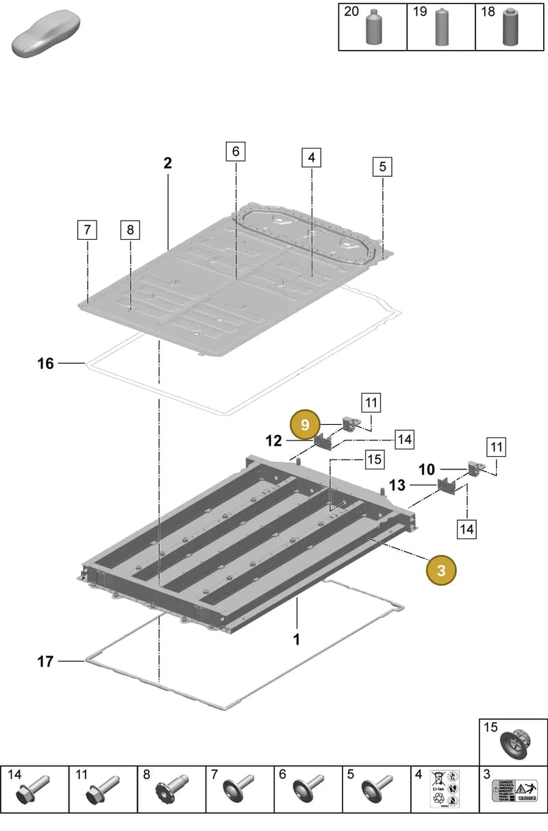 PAF108797 — Porsche Macan (2024-2024) diagram p61251010, position 3+9