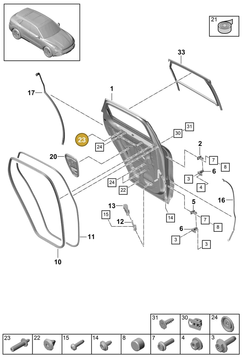 PAF86038500 — Porsche Cayenne (2017-2023) diagram p51804015, position 23