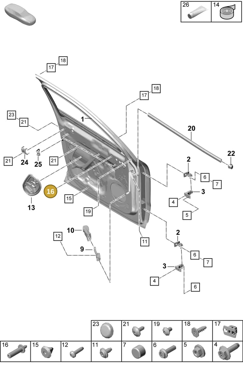 PAF86038500 — Porsche Cayenne Coupe (2023-2023) diagram p60804025, position 16