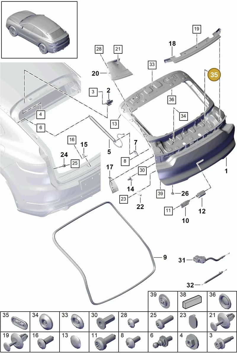 PAF89918700 — Porsche Cayenne (2017-2023) diagram p51803015, position 35