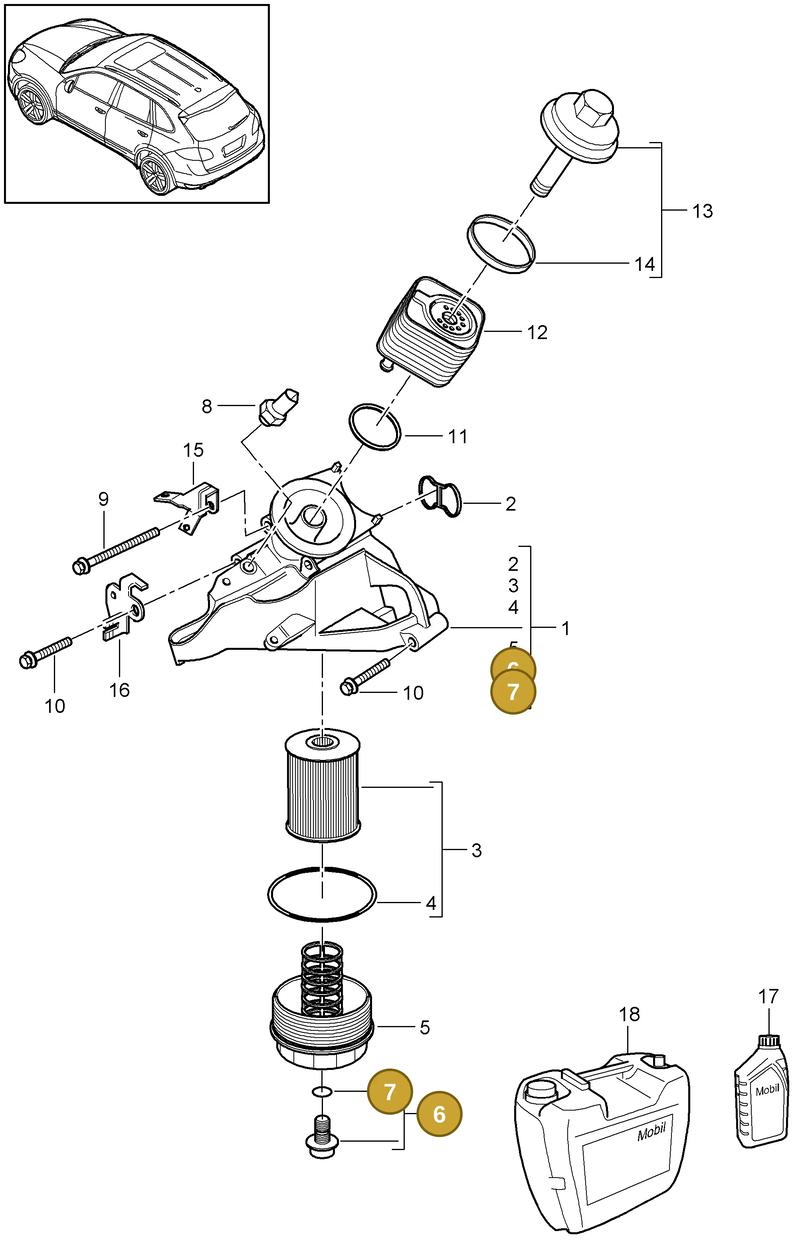 PAF904054 — Porsche Cayenne (2010-2018) diagram p37104060, position 6+7