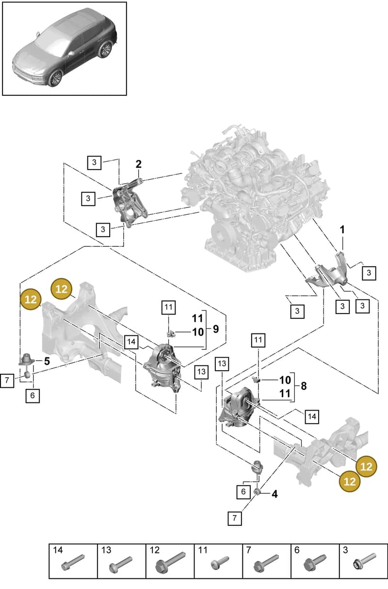 PAF90696702 — Porsche Cayenne (2017-2023) diagram p51109030, position 12