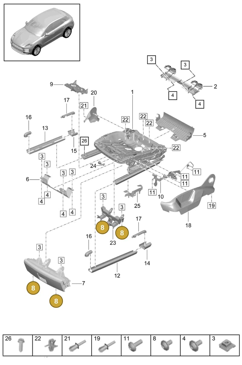 PAF907371 — Porsche Macan (2018-2022) diagram p52817120, position 8