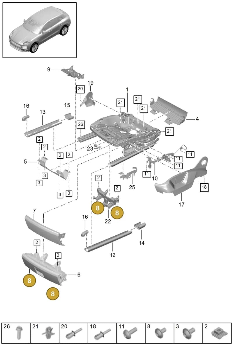 PAF907371 — Porsche Macan (2018-2022) diagram p52817130, position 8