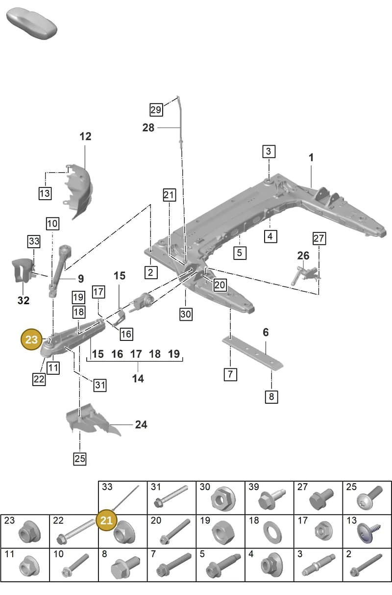 PAF908088 — Porsche 911 (2021-2022) diagram p59401000, position 21+23