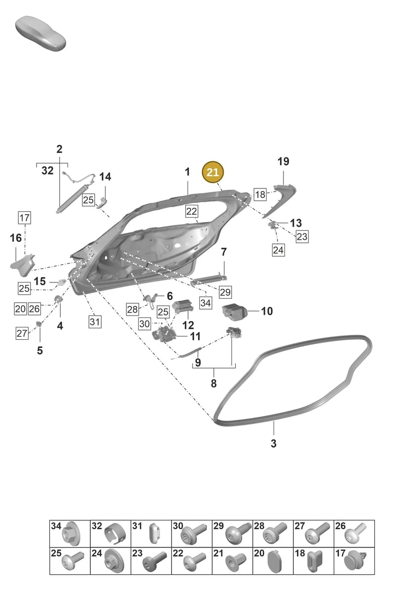 PAF909350 — Porsche Taycan Sport Turismo (2019-2024) diagram p56803050, position 21