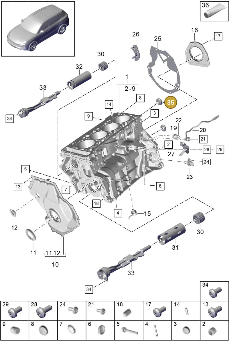 PAF909829 — Porsche Cayenne (2017-2023) diagram p51101060, position 35