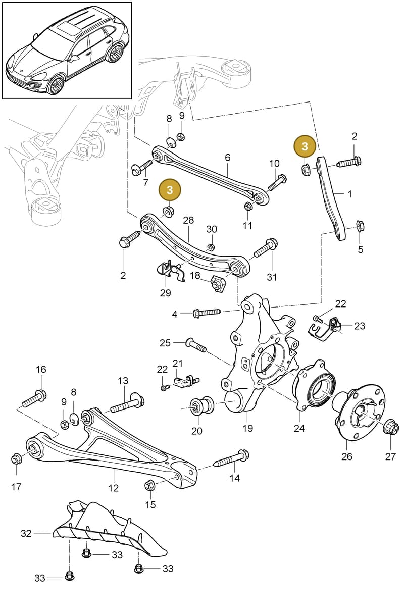 PAF909987 — Porsche Cayenne (2010-2018) diagram p37501000, position 3