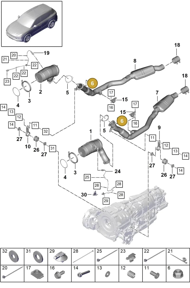 PAF911308 — Porsche Cayenne (2017-2023) diagram p51202065, position 6