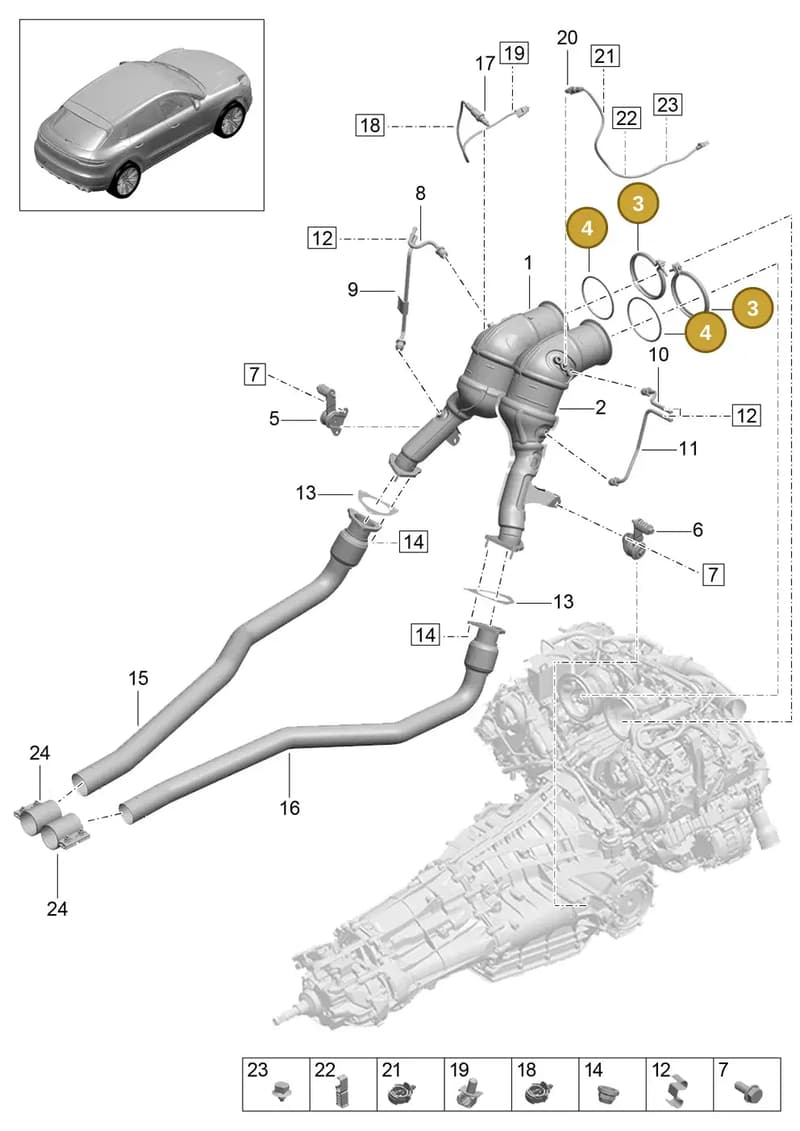 PAF911308 — Porsche Macan (2018-2022) diagram p52000130, position 3+4