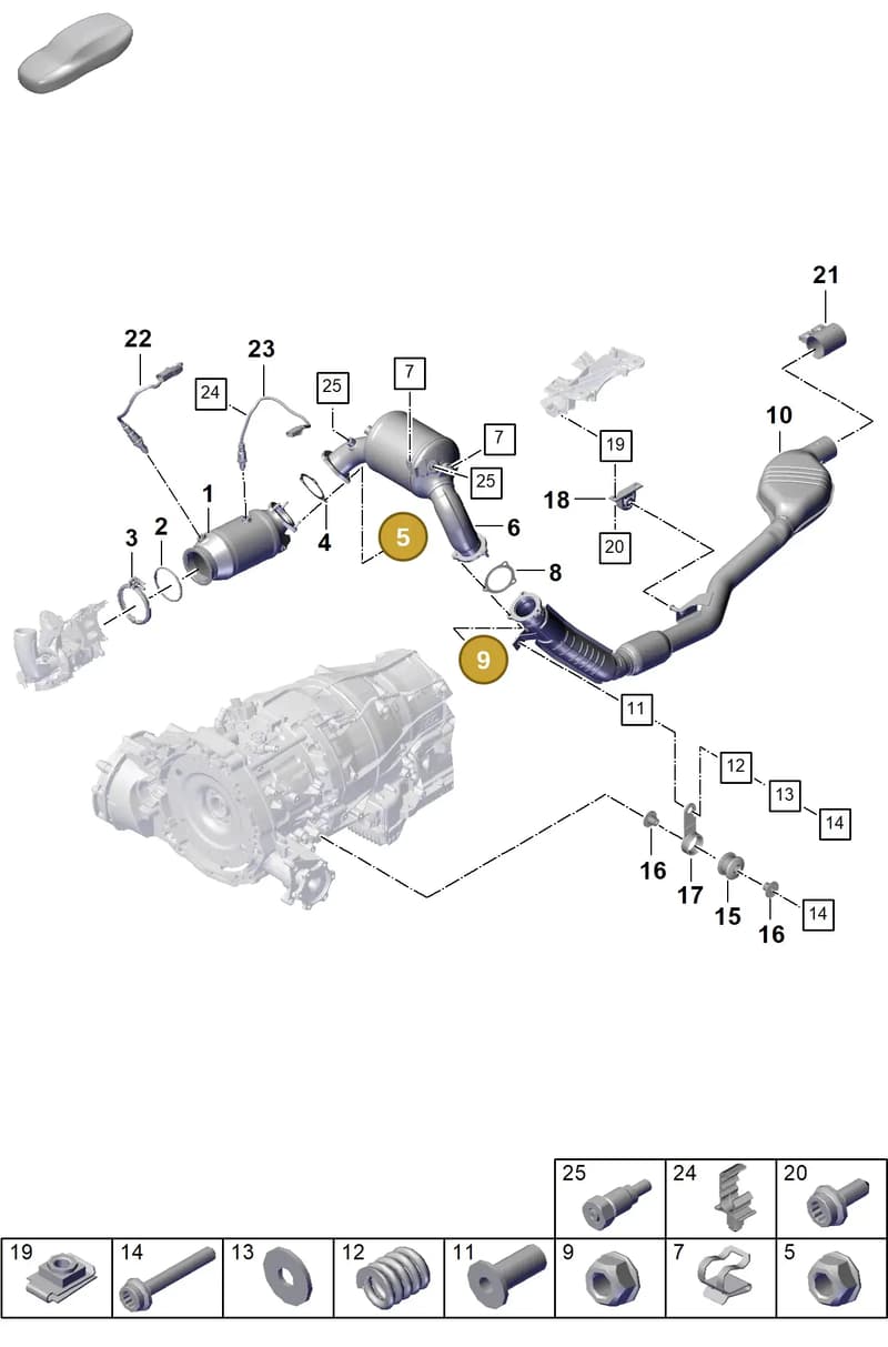 PAF911308 — Porsche Cayenne Coupe (2023-2023) diagram p60202200, position 5+9