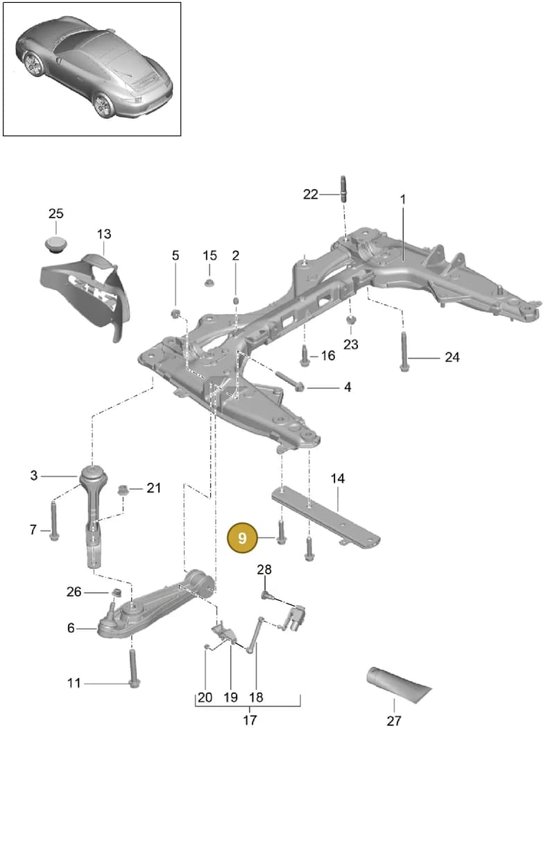 PAF911489 — Porsche 991 Carrera 4 (2011-2016) diagram p38401000, position 9