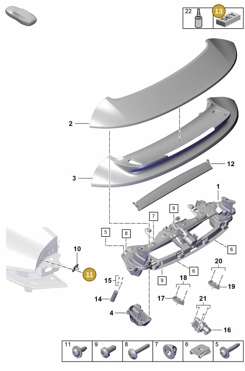 PAF911529 — Porsche 911 (2020-2022) diagram p57803150, position 11+13