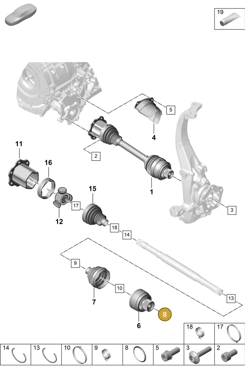 PAF911813 — Porsche Cayenne Coupe (2023-2023) diagram p60401100, position 8