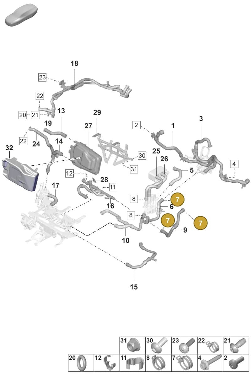 PAF912024 — Porsche Taycan Sport Turismo (2019-2024) diagram p56155060, position 7