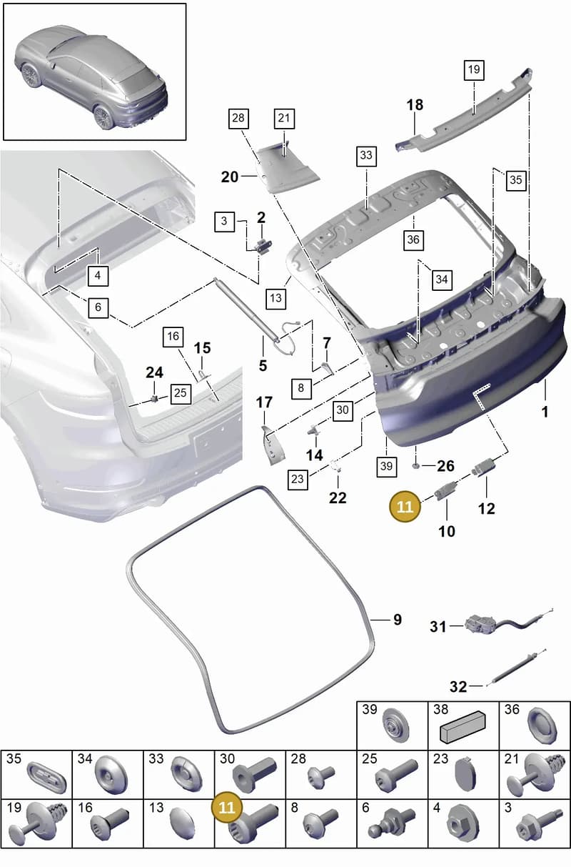PAF912032 — Porsche Cayenne (2017-2023) diagram p51803015, position 11