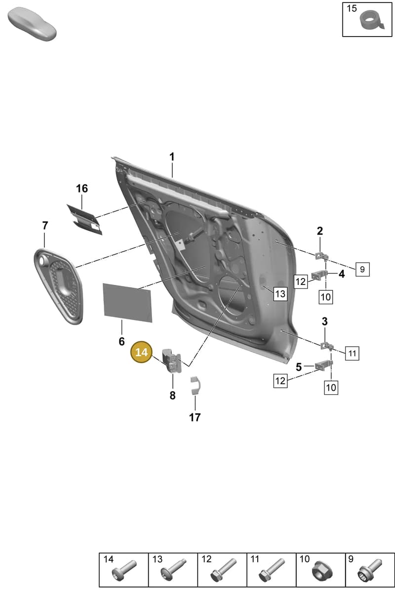PAF912032 — Porsche Taycan Sport Turismo (2023-2025) diagram p64804050, position 14