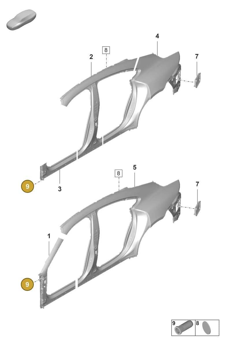 PAF912171 — Porsche Taycan Sport Turismo (2019-2024) diagram p56801500, position 9