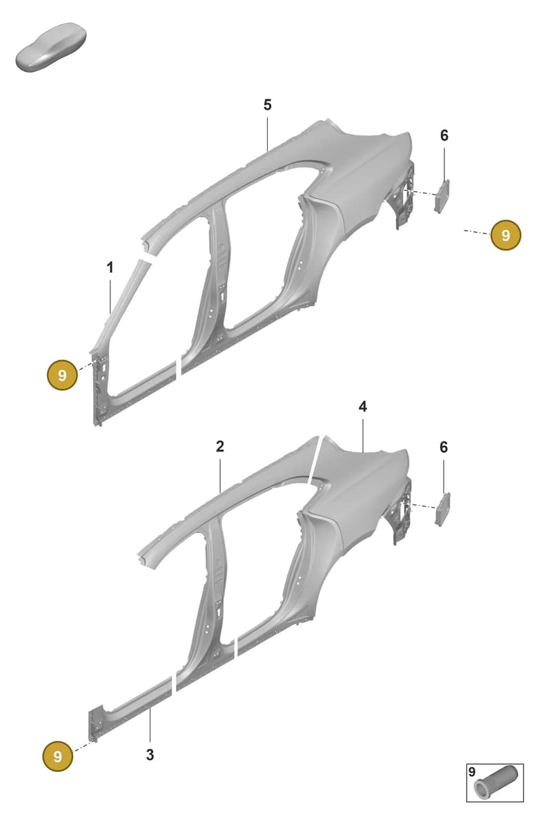 PAF912171 — Porsche Taycan Sport Turismo (2019-2024) diagram p56801525, position 9