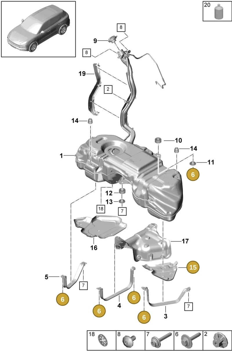 PAF91237201 — Porsche Cayenne (2017-2023) diagram p51201000, position 6+15