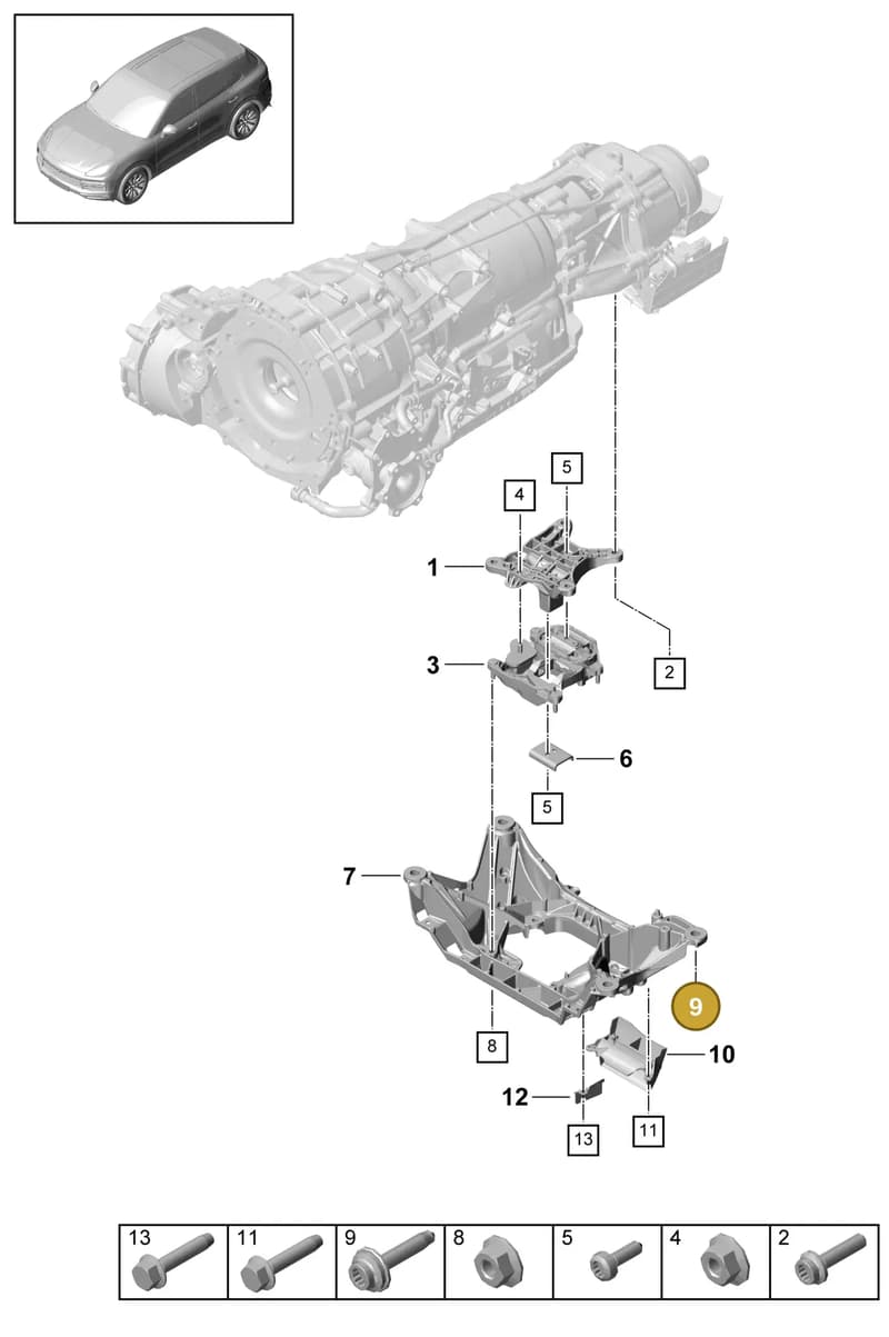 PAF91240001 — Porsche Cayenne (2017-2023) diagram p51306000, position 9