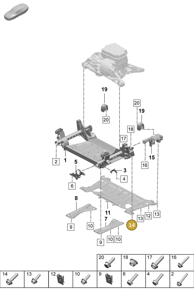 PAF912450 — Porsche Taycan Sport Turismo (2023-2025) diagram p64401000, position 14
