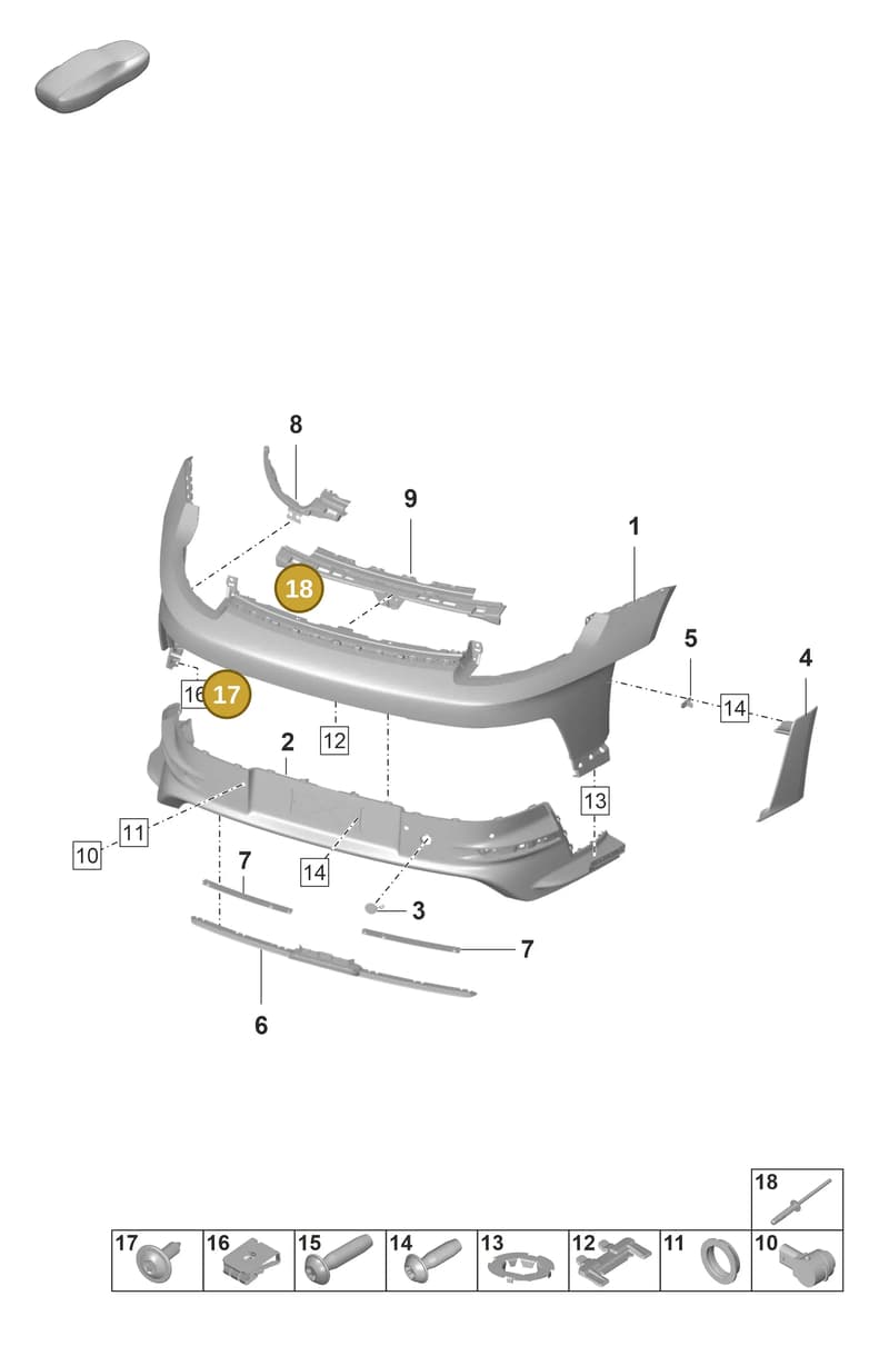 PAF912769 — Porsche 911 (2021-2022) diagram p59802510, position 17+18