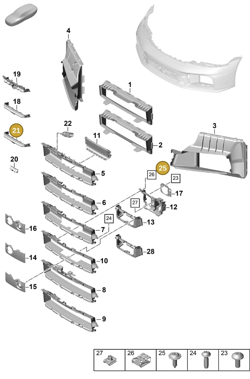 PAF912769 — Porsche 911 (2024-2025) diagram p63802100, position 21+25