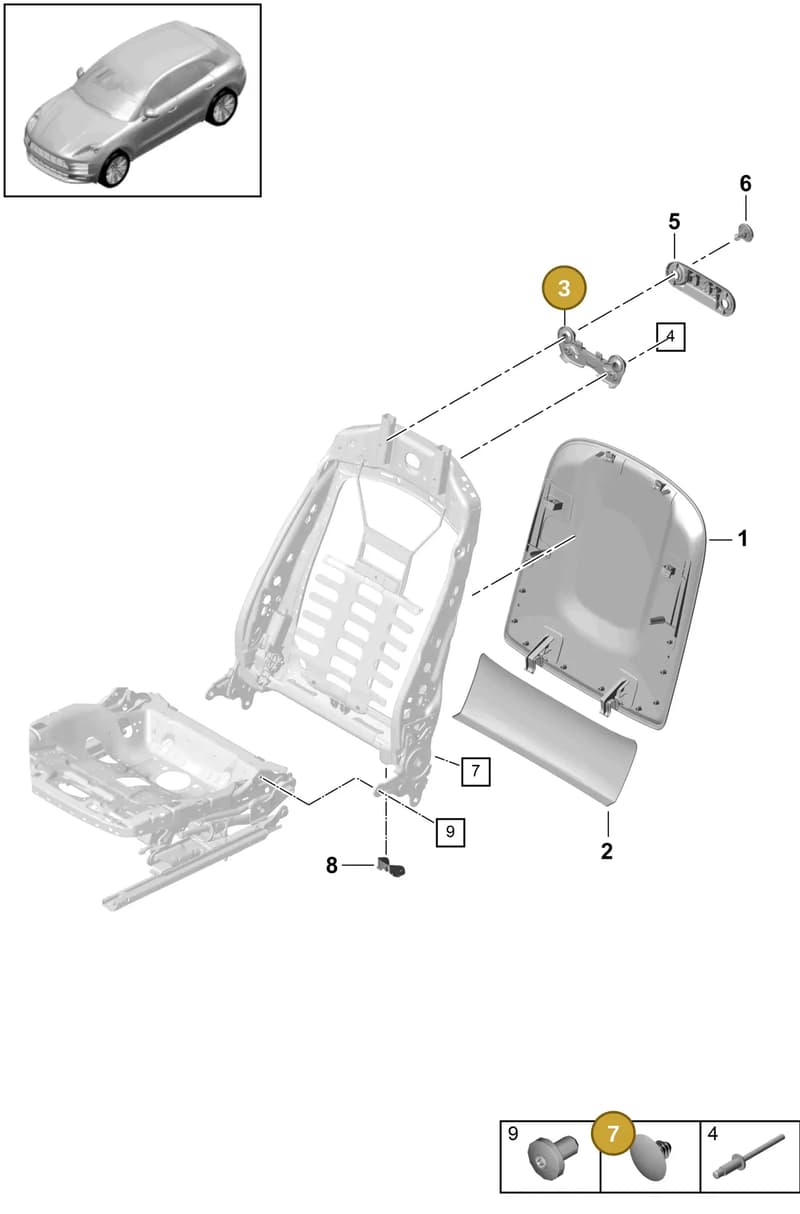 PAF99194401 — Porsche Macan (2018-2022) diagram p52817030, position 3+7