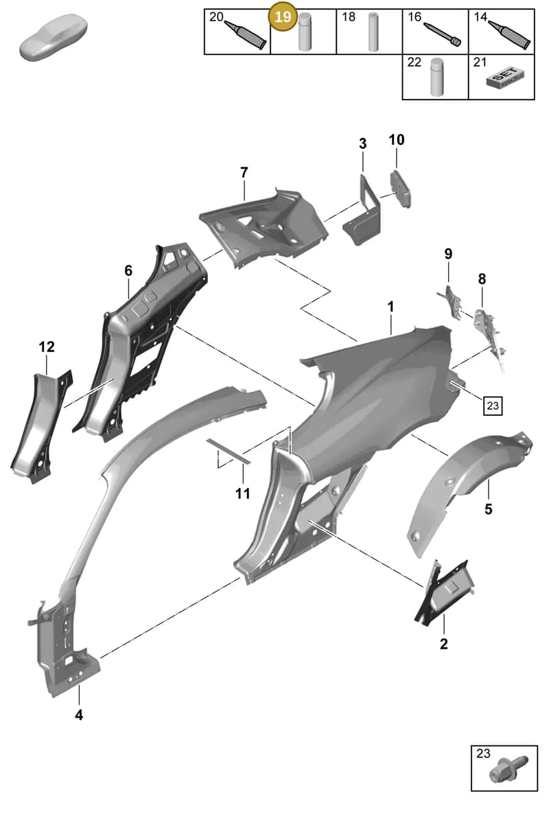 V04015003C — Porsche Cayman (2019-2022) diagram p55801500, position 19