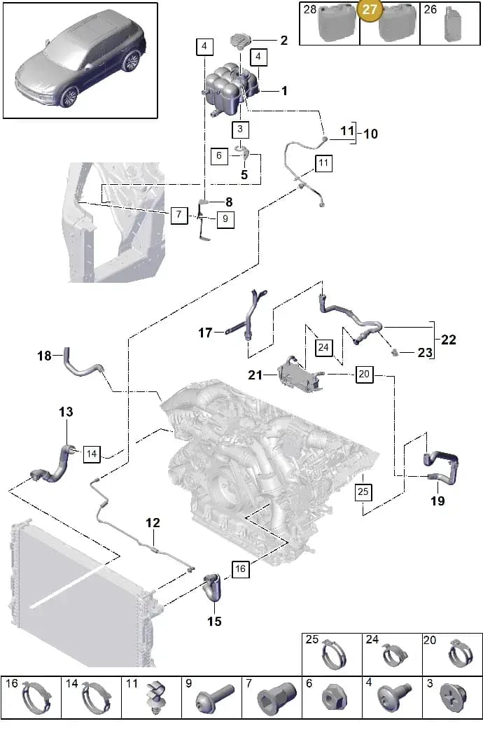 V04015003P — Porsche Cayenne (2017-2023) diagram p51105070, position 27