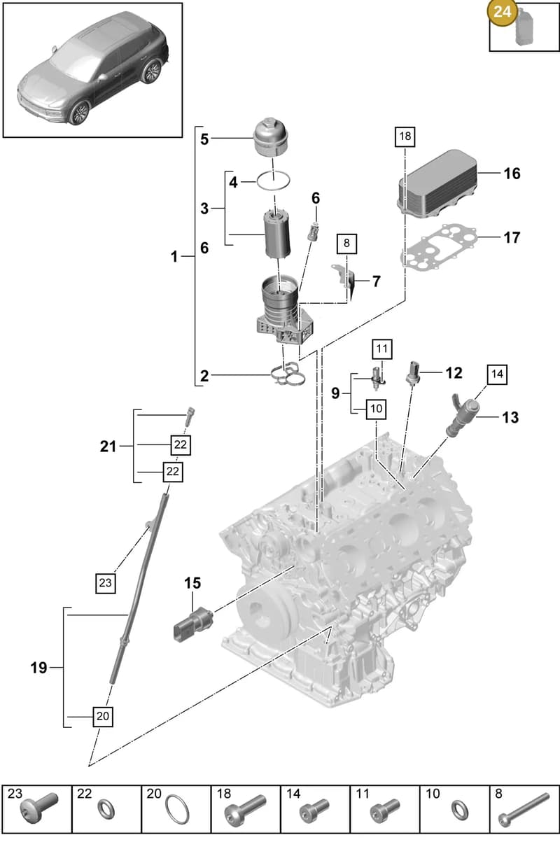 V04015009H — Porsche Cayenne (2017-2023) diagram p51104000, position 24
